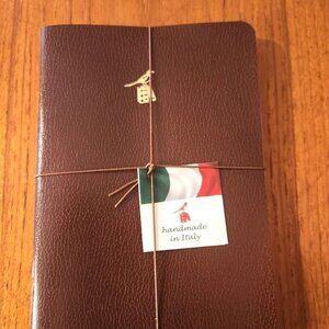 NWT! Set 3 BIEFFE Italy Lined Handmade Notebooks BROWN Journal RED EDGES 5.5X 8"